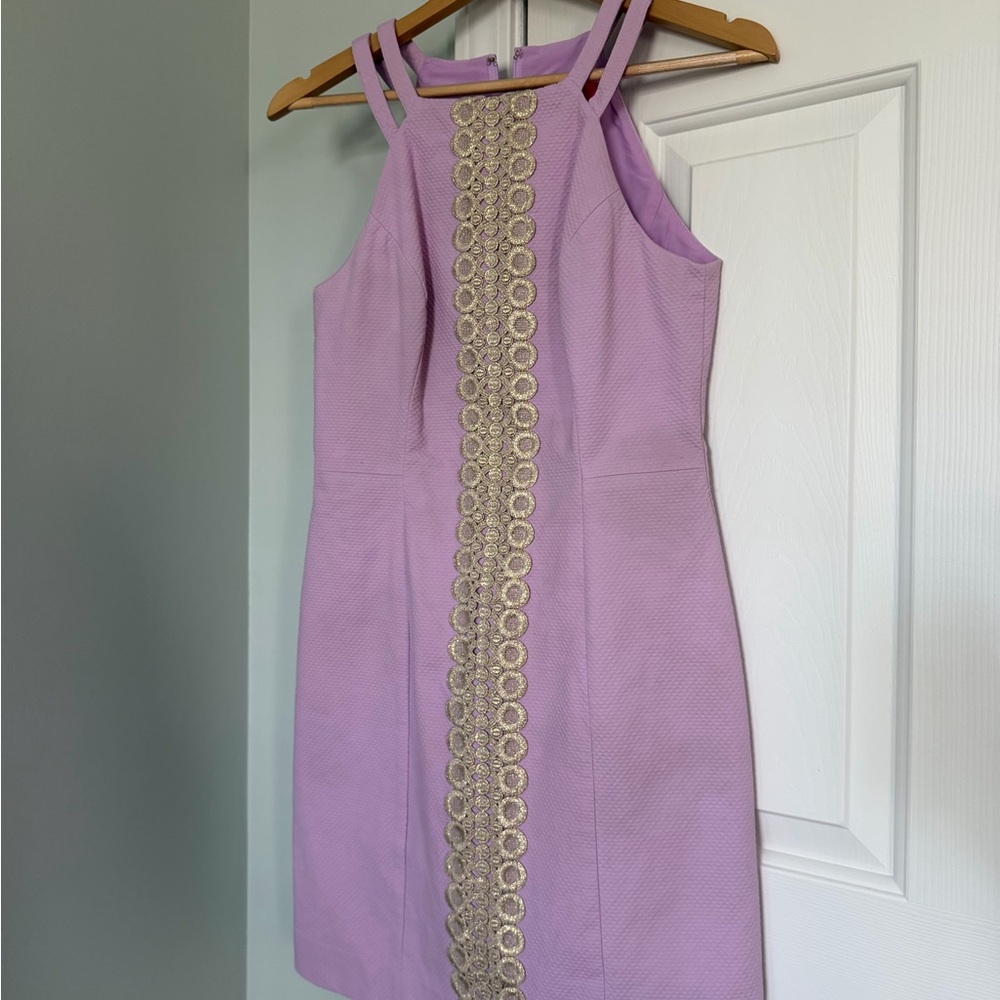 Lilly Pulitzer Lavender Mini Dress with Gold Trim